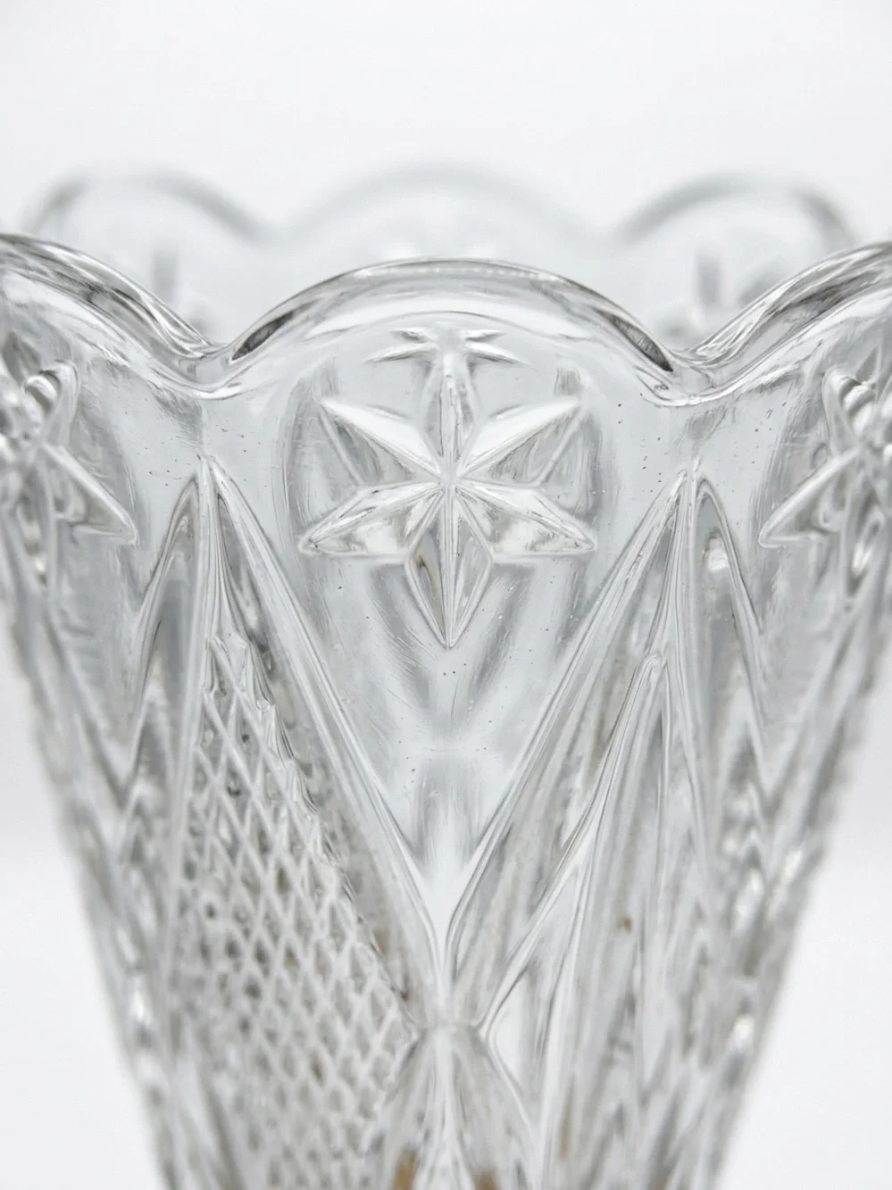 Antique 1910 McKee Fentec Clear Pressed Glass Chalice Vase EAPG Home Decor